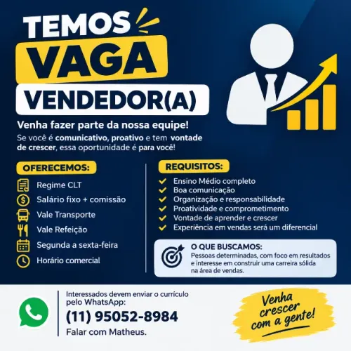 VAGA PARA SETOR COMERCIAL 