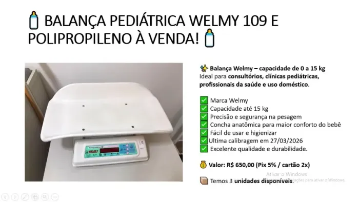 Balança pediátrica Welmy - até 15 kilos
