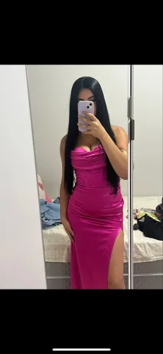 Vestido de Festa Longo Pink com Corset e Fenda - Tam. P - Usado 1 vez