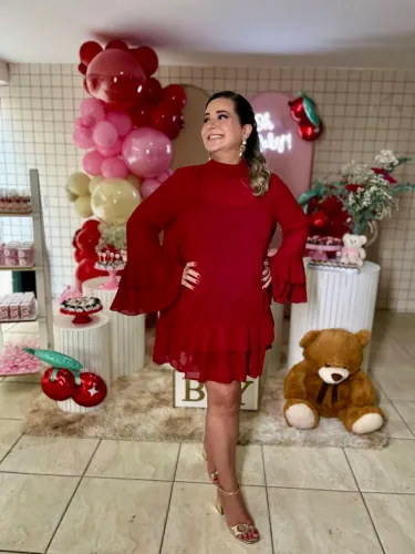 Vestido Marsala mangas longas