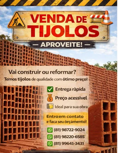 Tijolos 8 furos - 9x19x19