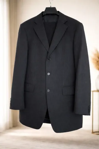 Terno Clássico Risca de giz Azul Marinho ,Tamanho 42