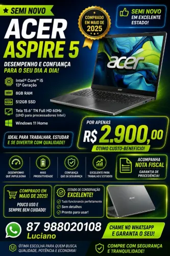 Notebook Acer semi novo
