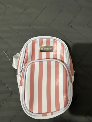 Bolsa porta copo stanley listrado rosa