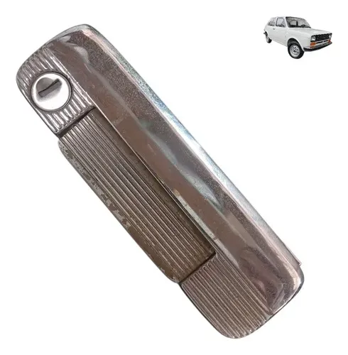 Macaneta Externa Porta Puxador Esquerda Fiat 147 1976 1986 Prateado Dianteira