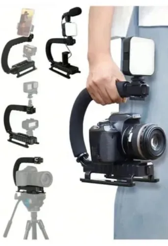 Kit de reprodução de vídeo com microfone e iluminação 