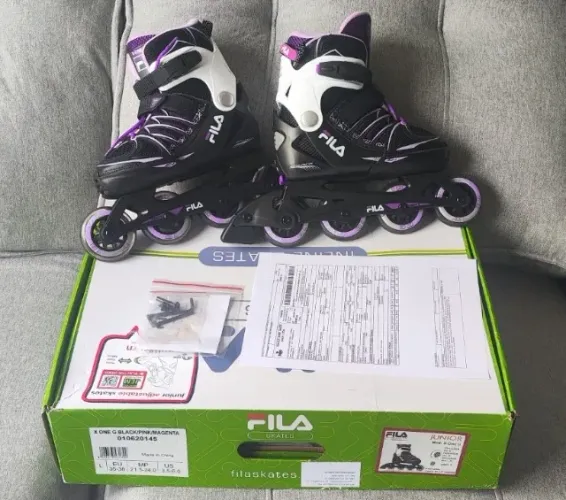 Patins Inline Roller Fila X-one Infantil Ajustável Lilás 33 - 36 (semi-novo)