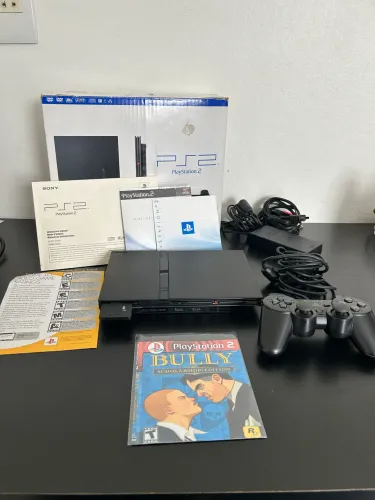 Ps2 Slim desbloqueado + Controle Original + Jogo + Caixa