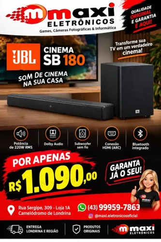 PROMOÇÃO IMPERDÍVEL ? JBL CINEMA BAR SB 180