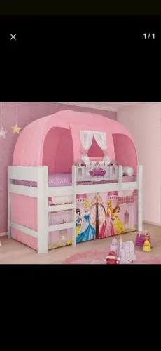 Cama de Princesa com escorregador e cabana