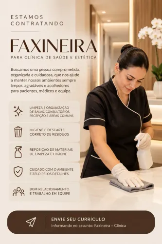 Contrata-se Faxineira para Clínica
