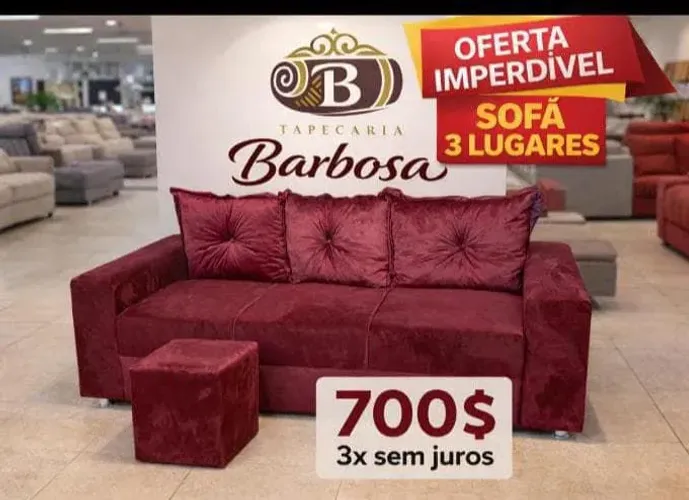 Sofá 3 lugares con puff pagamento na entrega