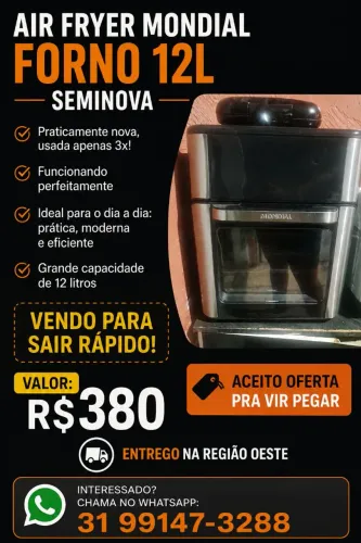 ? AIR FRYER MONDIAL 12L - SEMINOVA (SAIR RAPIDO)!!!