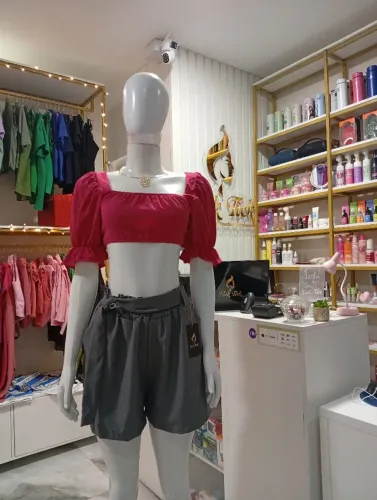 Top Cropped Modelo Ciganinha em Alfaiataria - Pink