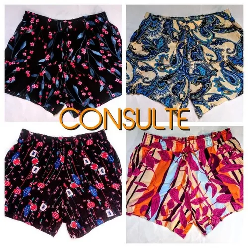 Kit 3 Shorts Femininos Viscose Malha Leve e Macia <br>