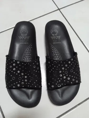 Chinelo tamanho 37 marca WEBE FLEX Original Preto feminino slide rasteira