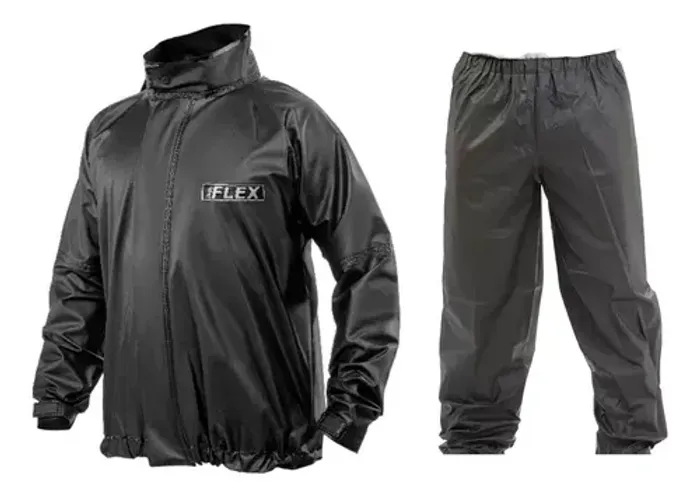 CAPA DE CHUVA MASCULINA DELTA FLEX PVC PRETA MOTOCICLISTA
