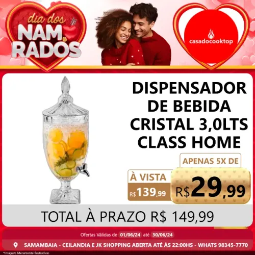 Dispensador de bebida cristal 3,0LTS Class Home