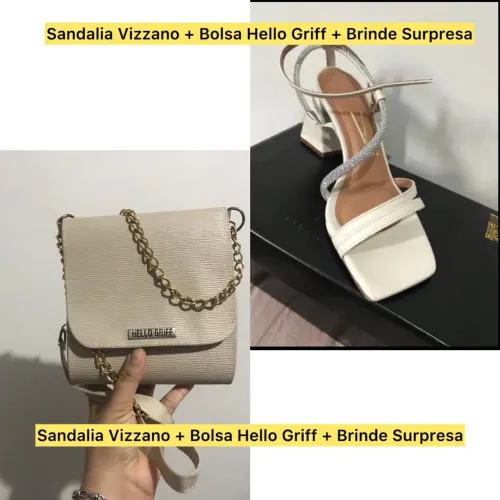 sandalia salto + bolsa + brinde surpresa