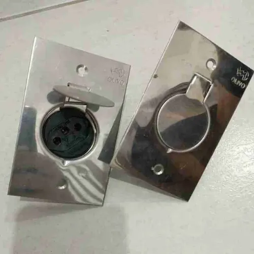 Tomada de Piso simples com Espelho Inox,Placa 4x2  20A até 250V 2p + T 