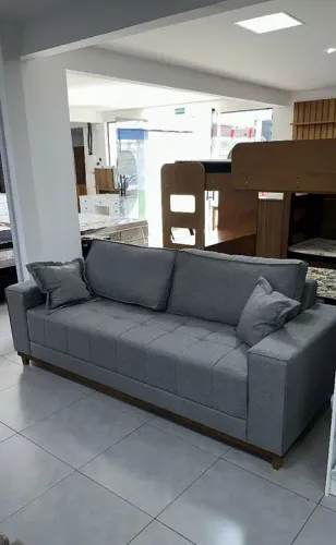 PROMOÇÃO Estofado Turim 180cm e 220cm Tecido Linho (Novo Direto da Fábrica)
