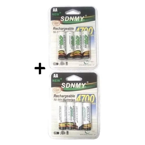 Kit 8 Pilhas Recarregáveis AA 4700mah