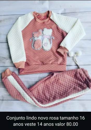 Conjunto rosa infantil novo - Tamanho 16