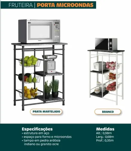 Fruteira e Para Microondas com Tampo em granito pronta entrega @dicasabh
