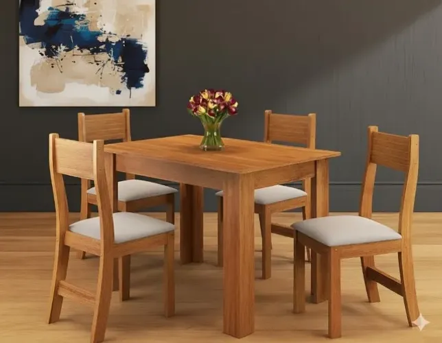 Mesa de Jantar Palace com Cadeiras Brisa Bronze