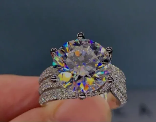 Anel Moissanite 5CT Prata 925 tamanho 16
