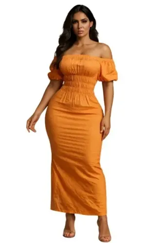Vestido Longo Femininas Viscose Sem Forro