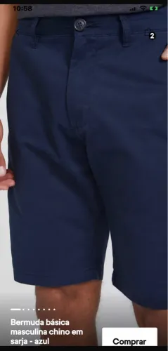 Bermuda Chino Sarja Masculina