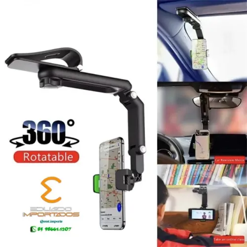 Suporte Veicular de Viseira Para Celular 360° Multifuncional