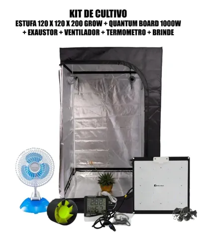 Kit Cultivo Indoor Grow Completo Estufa 120x120x200 + Luz Quantum Board 240W + Acessórios