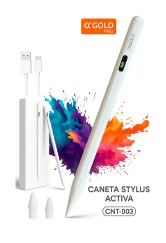 Caneta Touch Stylus Activa Tablet Branca Cnt003 A'gold