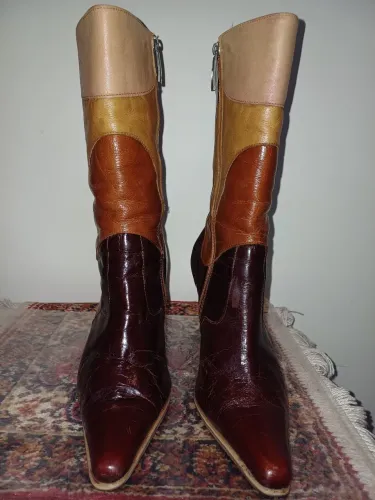 Botas de couro legítimo coloridas estilosas