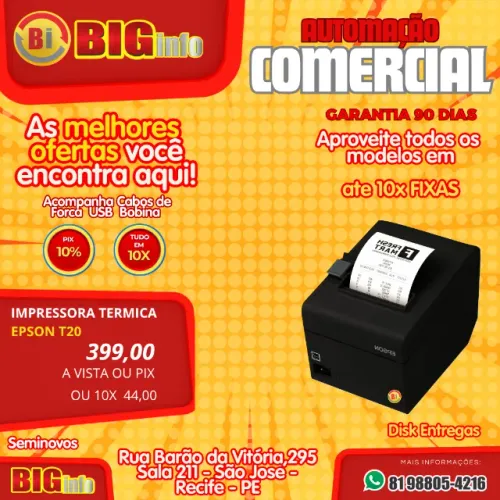 Impressora Termica Não Fiscal Epson Tm-t20 Serial - Em ate 10x Fixas