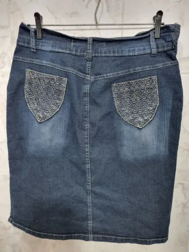 Saia Jeans Bordada