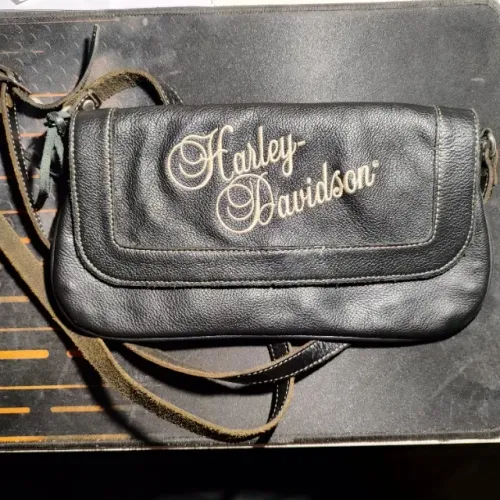 Bolsa Transversal Harley-Davidson Original - Couro Legítimo Preto