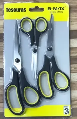 Kit Tesouras Inoxidavel com 3Pçs Uso Geral B-Max BM-352