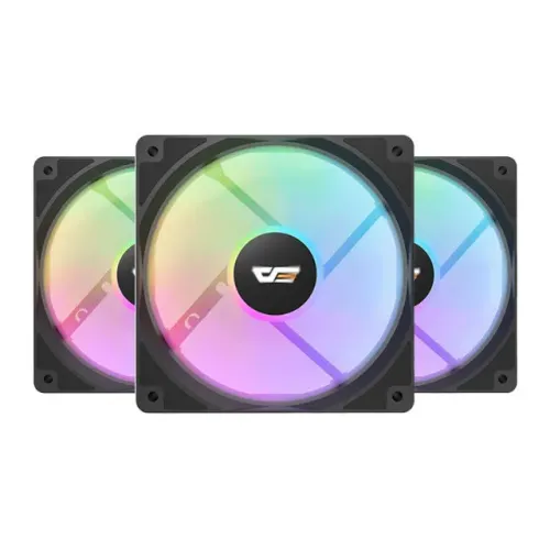 Kit 3 Fans/ Ventoinhas Aigo Darkflash CL12, Rainbow, Cor Fixa, Preto, Novo, Lacrado