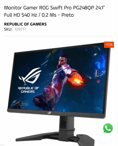 Monitor 540hz Asus  Rog Swift Pro 