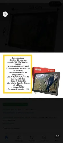 Tv Portatil Monitor 14 Polegadas Led Usb Hdmi Vga