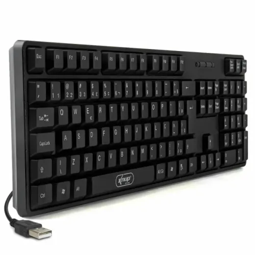 Teclado Com Fio USB Para PC e Notebook Padrão ABNT2 Preto Teclas Silenciosas De Perfil Bai