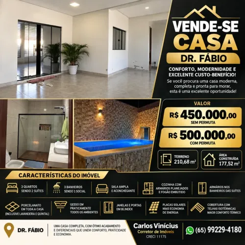 VENDE-SE CASA DR. FÁBIO com PISCINA