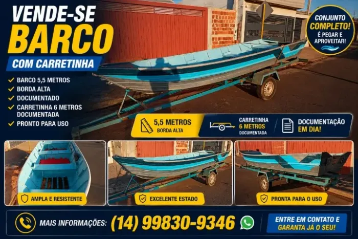 Vende-se barco e carretilha 