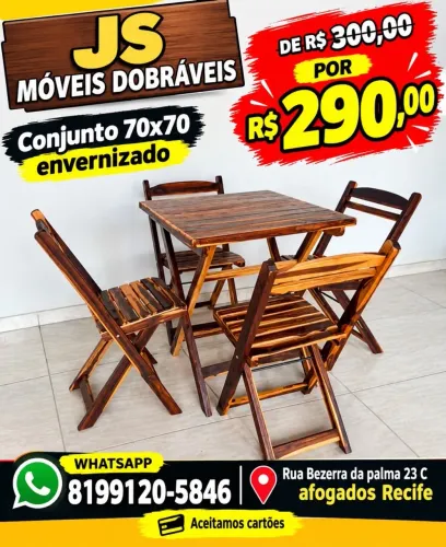 Mesa quadrada 70x70 envernizada