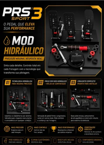 Pedal PRS 3 SPORT COM BASE PLATE E MOD HIDRAULICO