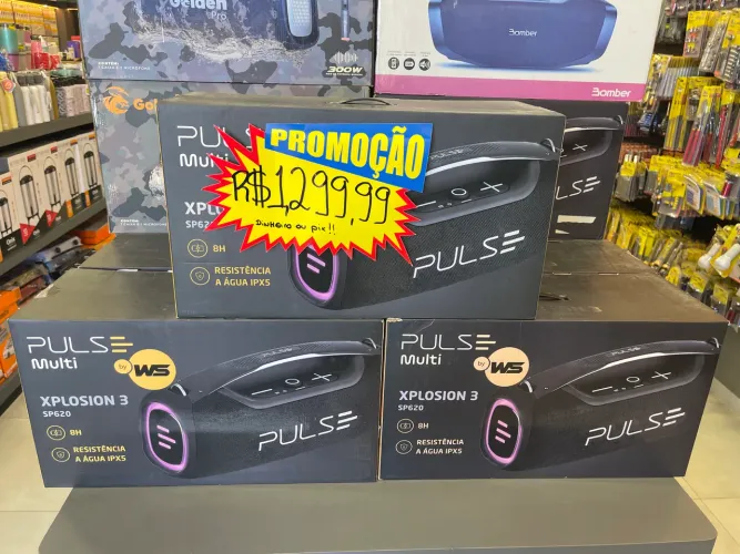 Caixa de som pulse com duração de 8horas resistente água ?