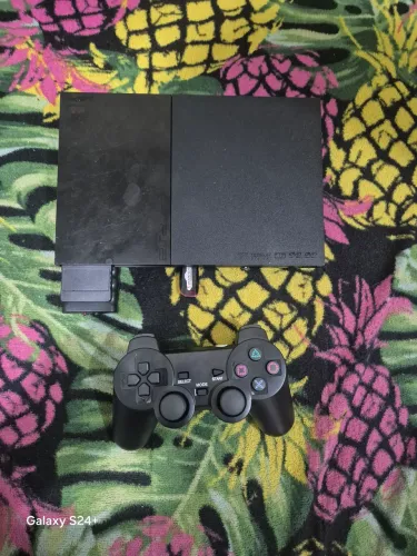 PlayStation 2 slim com jogos controle sem fio